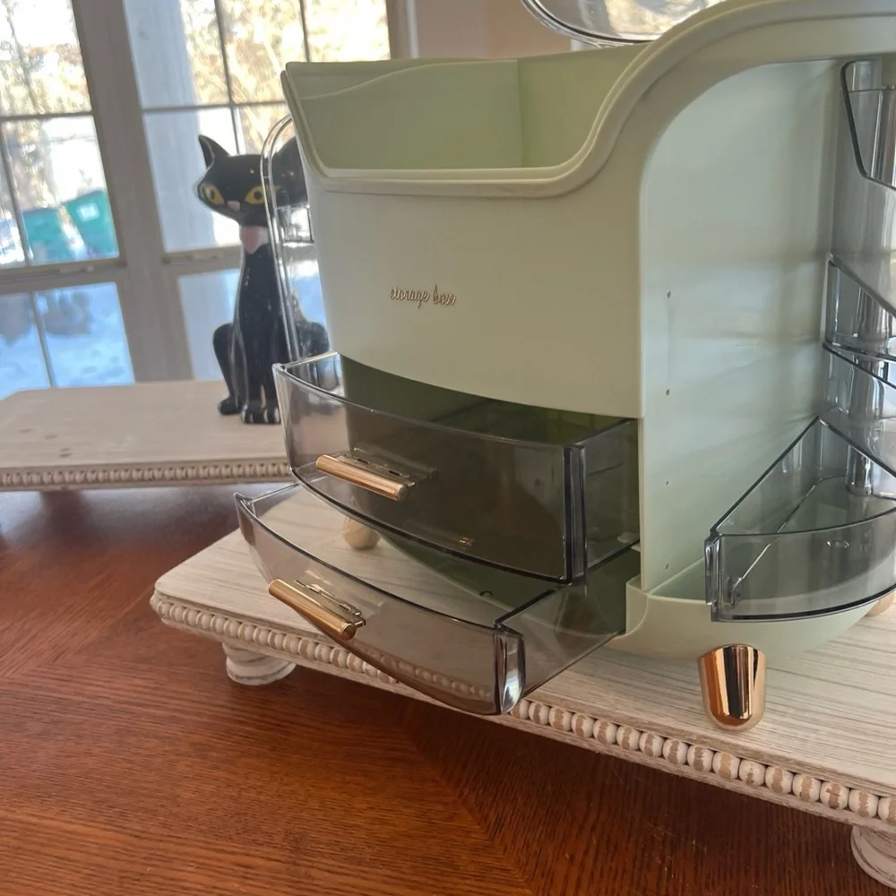 Green Makeup- Storage Box with Drawers